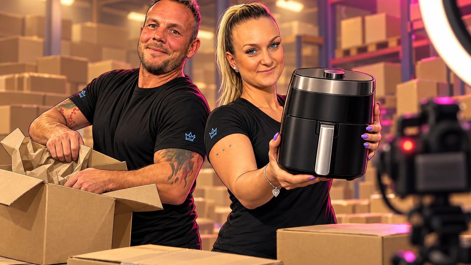 Ingo und Michèle im Lager von Retourenking